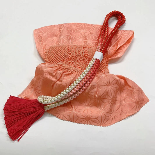 6391# Japanese Kimono Accessory Obiage and Obijime 2-piece Set Silk Shibori