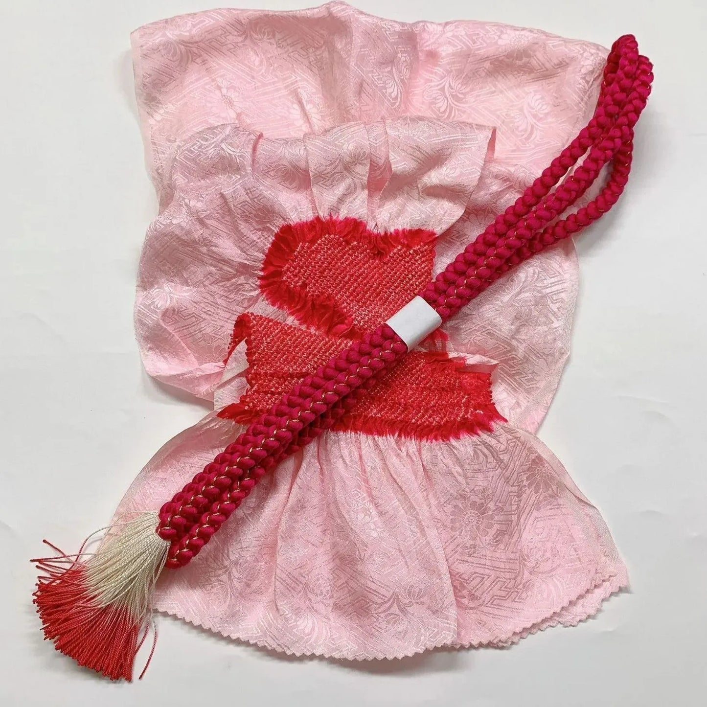 6396# Japanese Kimono Accessory Obiage and Obijime 2-piece Set Silk Shibori