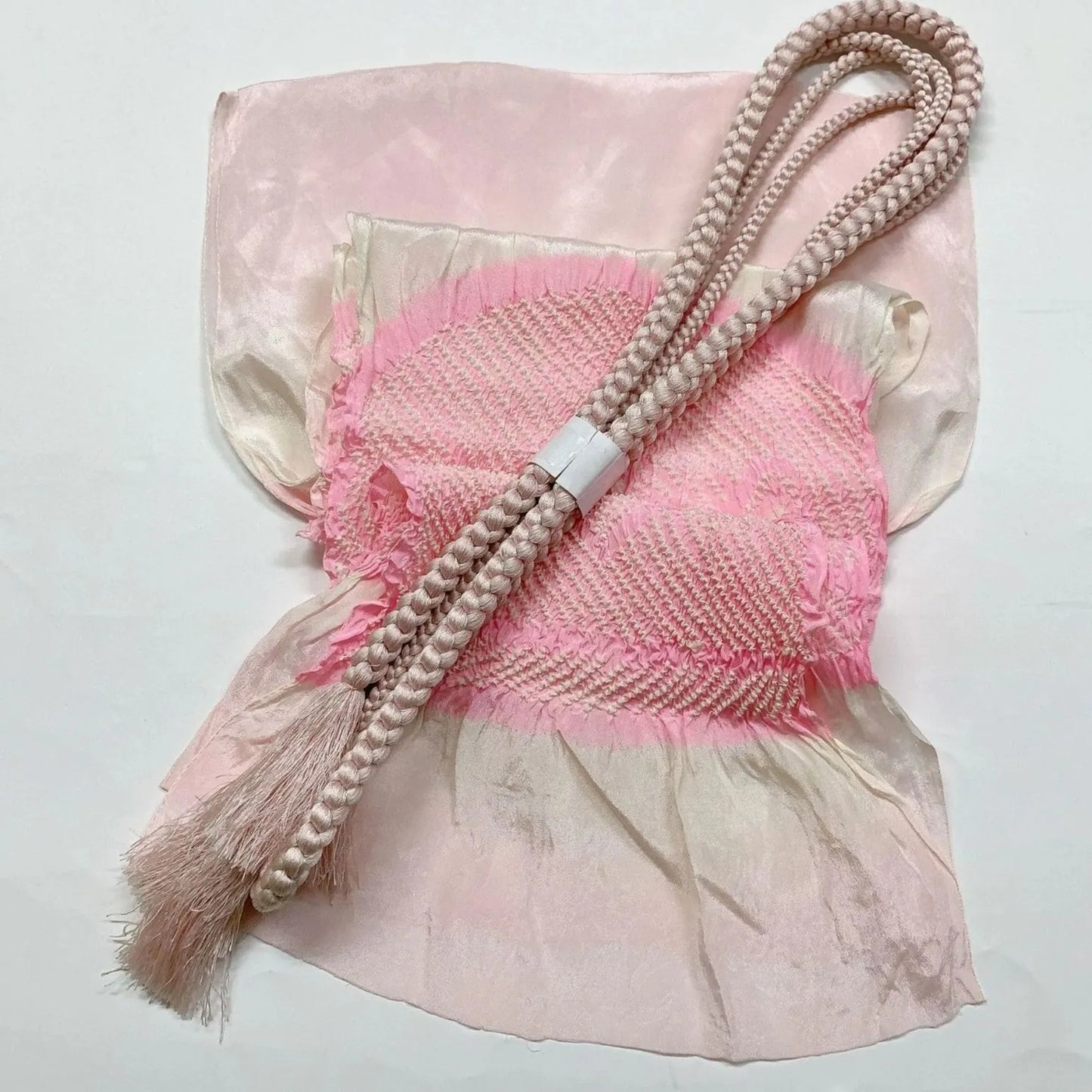 6398# Japanese Kimono Accessory Obiage and Obijime 2-piece Set Silk Shibori