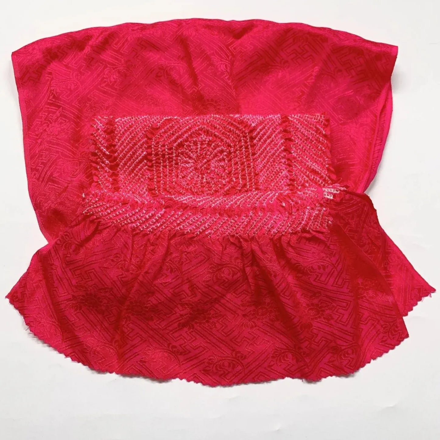 6399# Japanese Kimono Accessory Obiage and Obijime 2-piece Set Silk Shibori