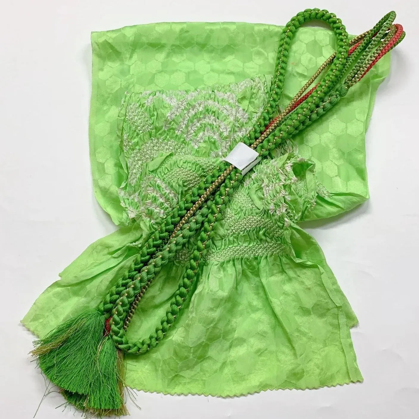 6402# Japanese Kimono Accessory Obiage and Obijime 2-piece Set Silk Shibori