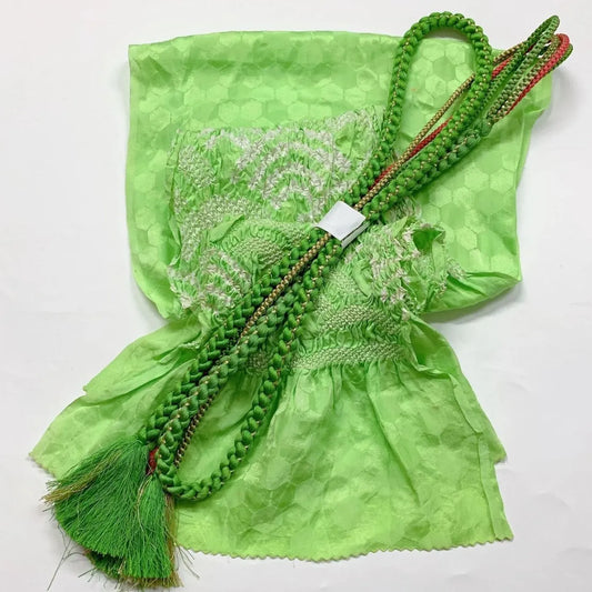 6402# Japanese Kimono Accessory Obiage and Obijime 2-piece Set Silk Shibori