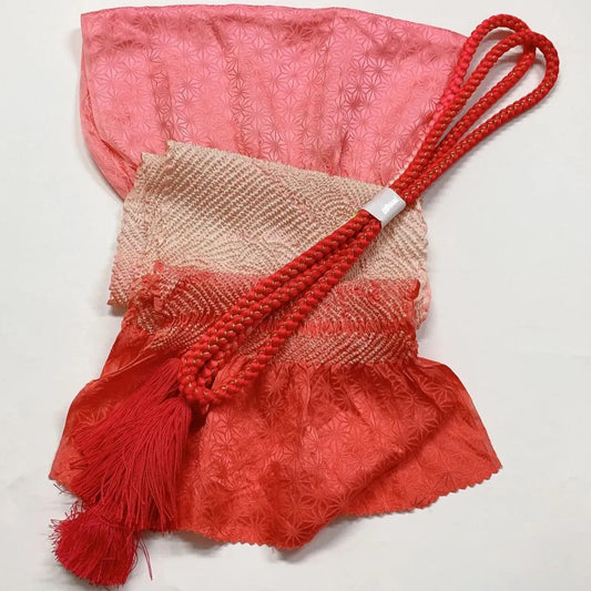 6411# Japanese Kimono Accessory Obiage and Obijime 2-piece Set Silk Shibori