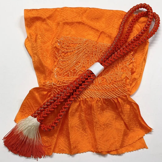 6412# Japanese Kimono Accessory Obiage and Obijime 2-piece Set Silk Shibori
