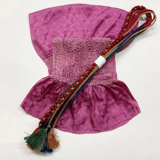 6418# Japanese Kimono Accessory Obiage and Obijime 2-piece Set Silk Shibori