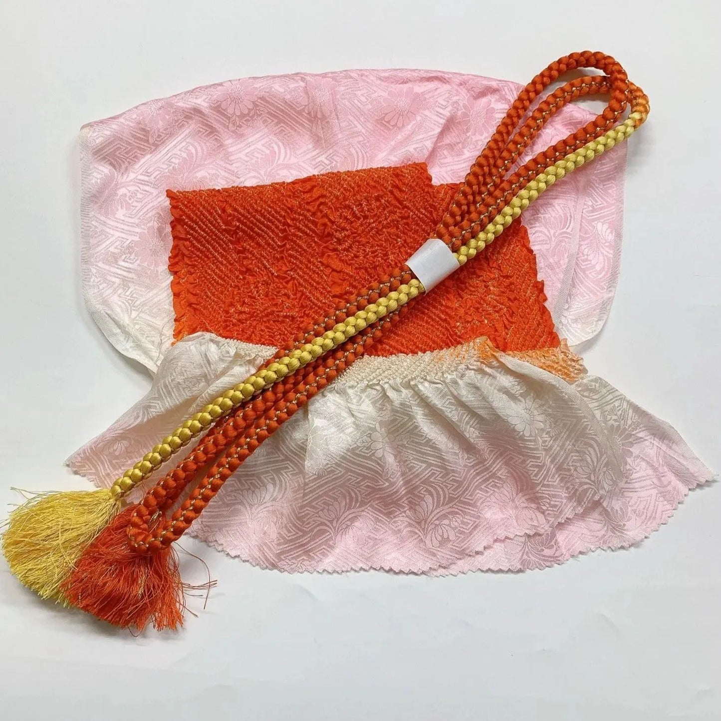 6420# Japanese Kimono Accessory Obiage and Obijime 2-piece Set Silk Shibori