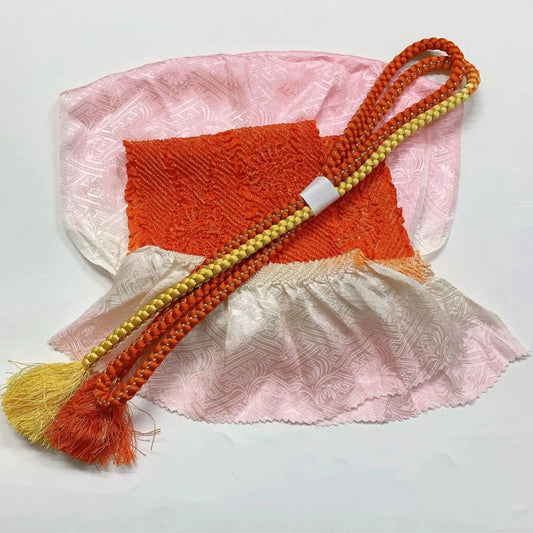 6420# Japanese Kimono Accessory Obiage and Obijime 2-piece Set Silk Shibori