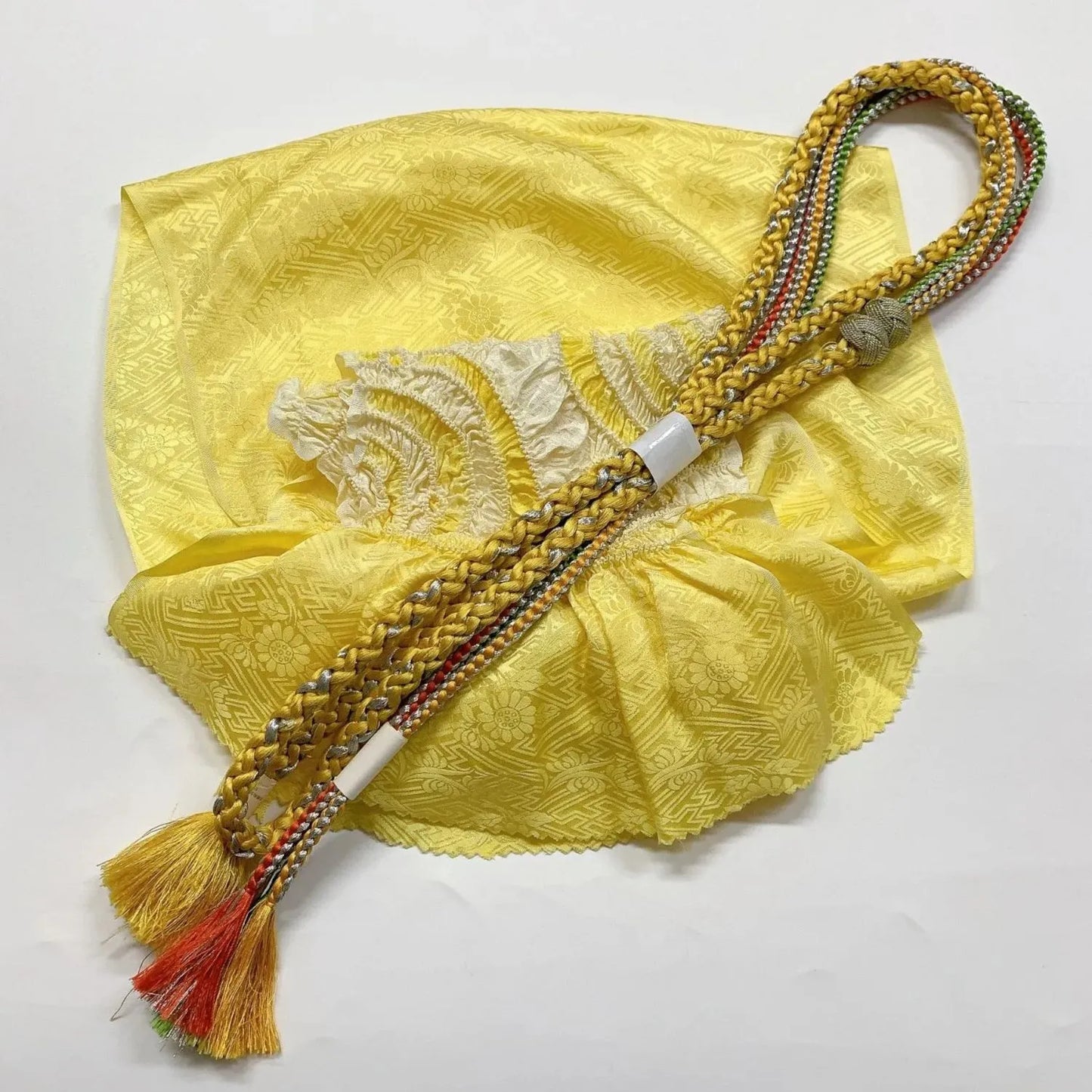 6423# Japanese Kimono Accessory Obiage and Obijime 2-piece Set Silk Shibori