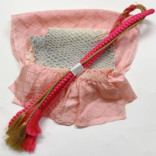 6425# Japanese Kimono Accessory Obiage and Obijime 2-piece Set Silk Shibori