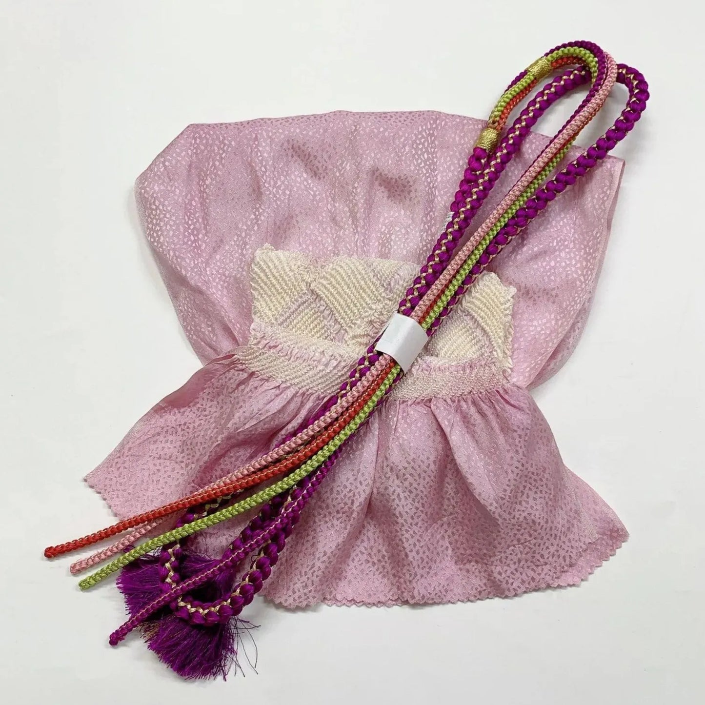 6426# Japanese Kimono Accessory Obiage and Obijime 2-piece Set Silk Shibori