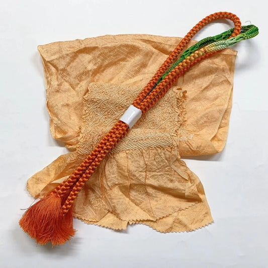 6427# Japanese Kimono Accessory Obiage and Obijime 2-piece Set Silk Shibori