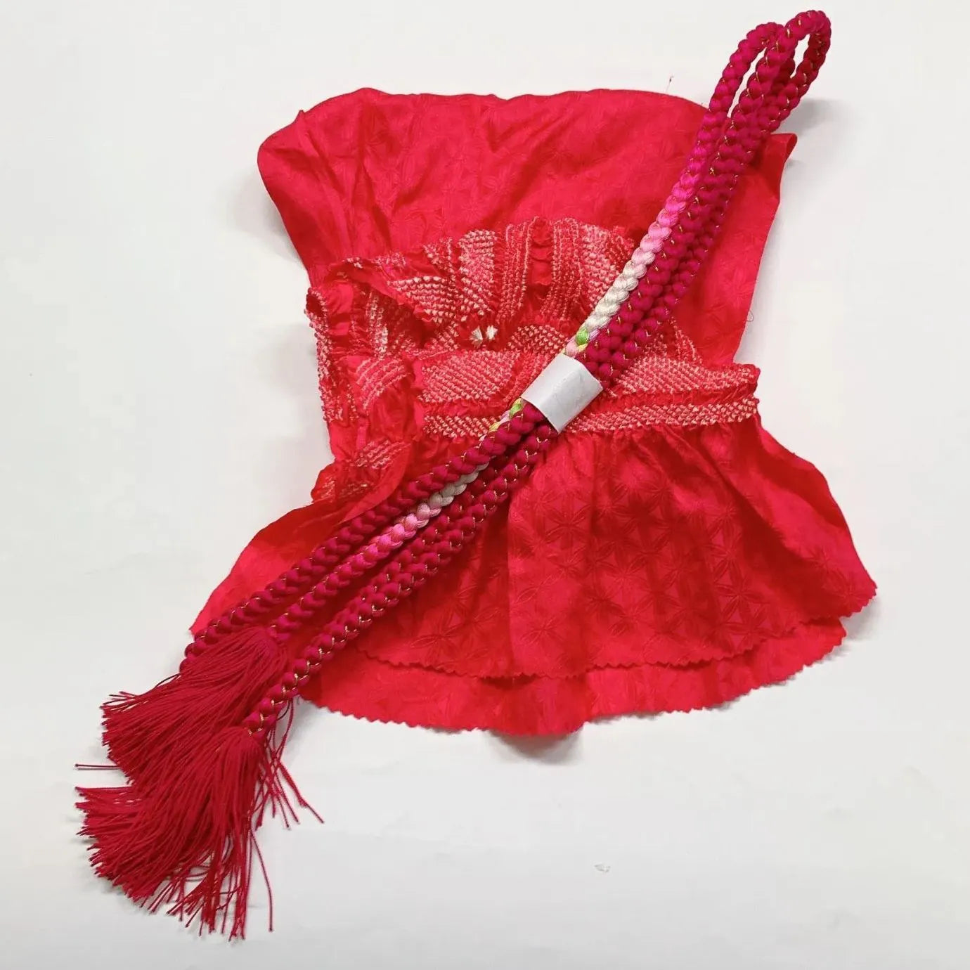 6428# Japanese Kimono Accessory Obiage and Obijime 2-piece Set Silk Shibori