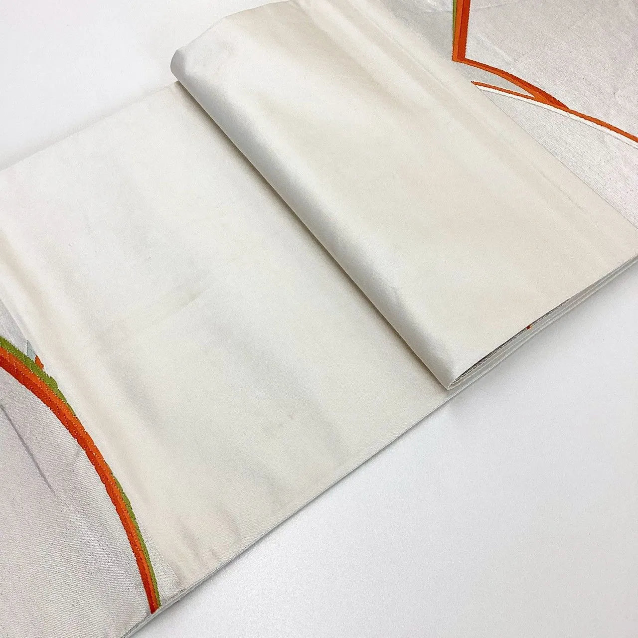 6181# Japanese Vintage Fukuro Obi Belt Kimono Fabric Silk Traditional Silver 　