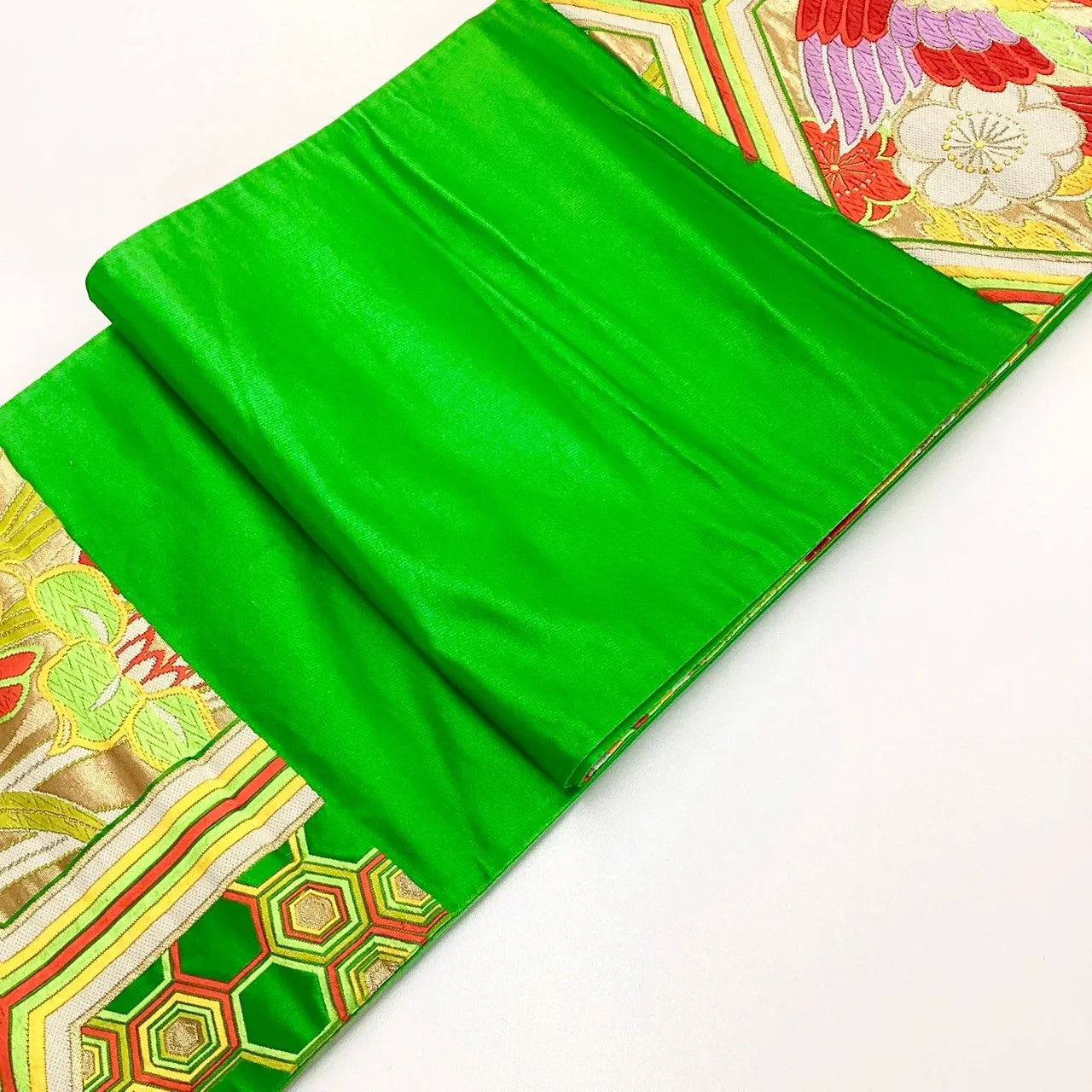 6182# Japanese Vintage Fukuro Obi Belt Kimono Fabric Silk Traditional Embroidery