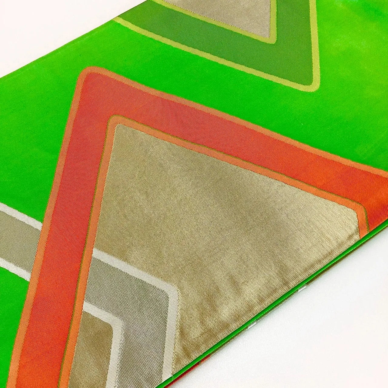 6193# Japanese Vintage Fukuro Obi Belt Kimono Fabric Silk Traditional Green