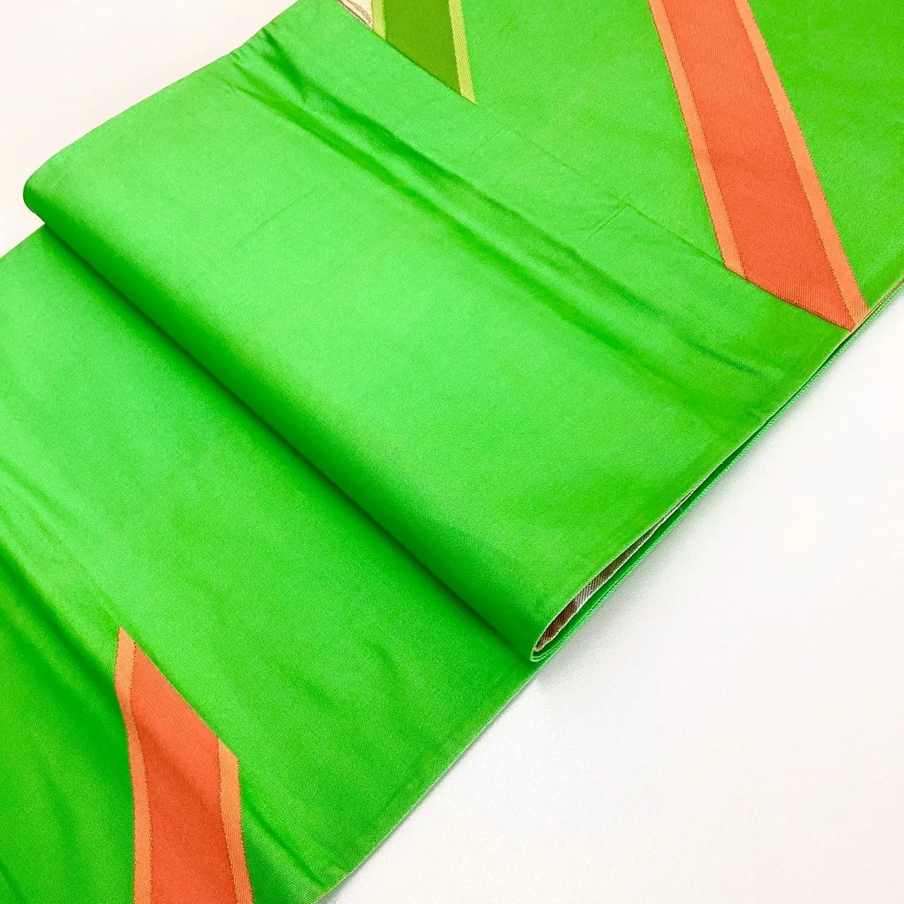 6193# Japanese Vintage Fukuro Obi Belt Kimono Fabric Silk Traditional Green