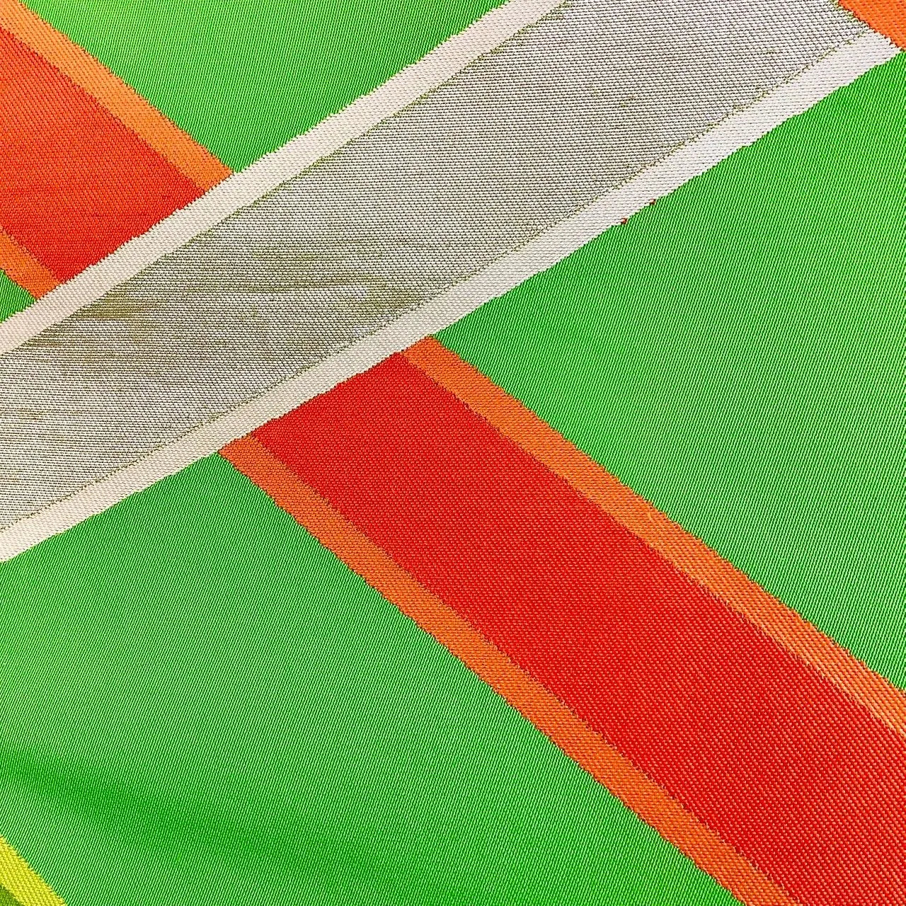 6193# Japanese Vintage Fukuro Obi Belt Kimono Fabric Silk Traditional Green