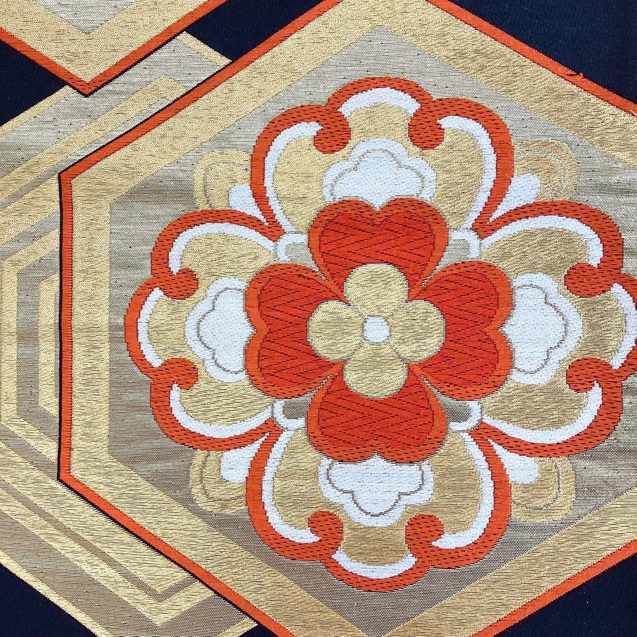 6194# Japanese Vintage Fukuro Obi Belt Kimono Fabric Silk Traditional Black