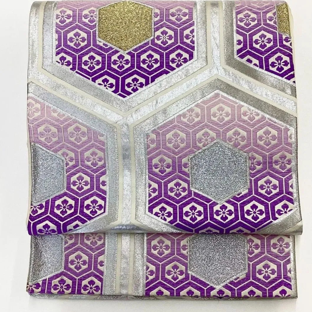 6198# Japanese Vintage Fukuro Obi Belt Kimono Fabric Silk Traditional Embroidery