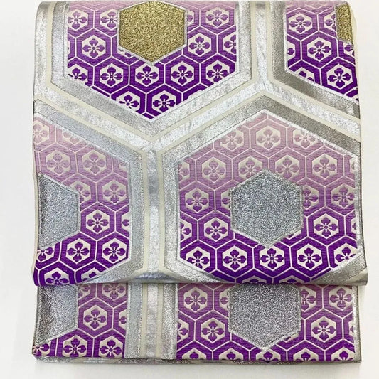 6198# Japanese Vintage Fukuro Obi Belt Kimono Fabric Silk Traditional Embroidery