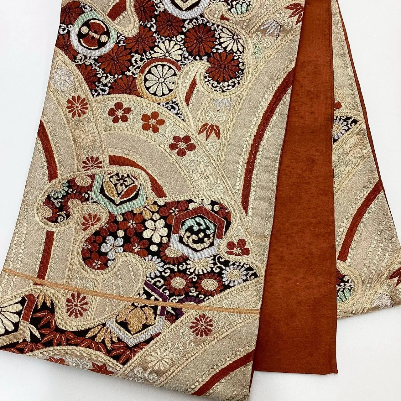 6200# Japanese Vintage Fukuro Obi Belt Kimono Fabric Silk Traditional Untailored