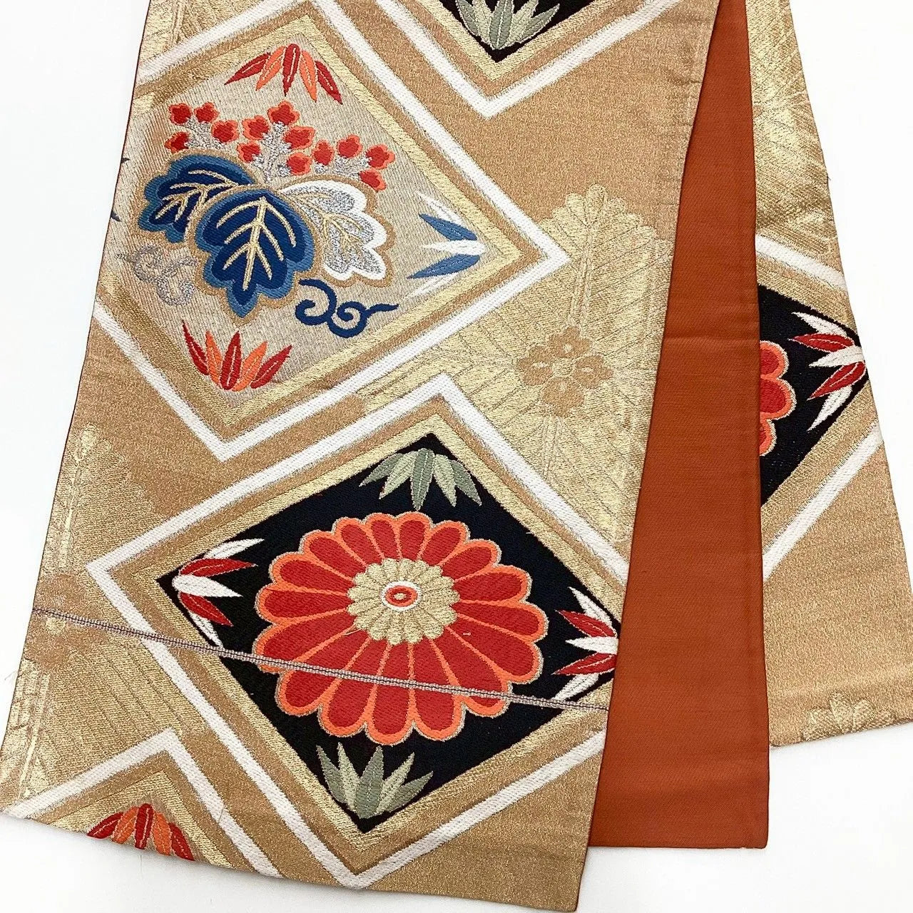 6203# Japanese Vintage Fukuro Obi Belt Kimono Fabric Silk Traditional