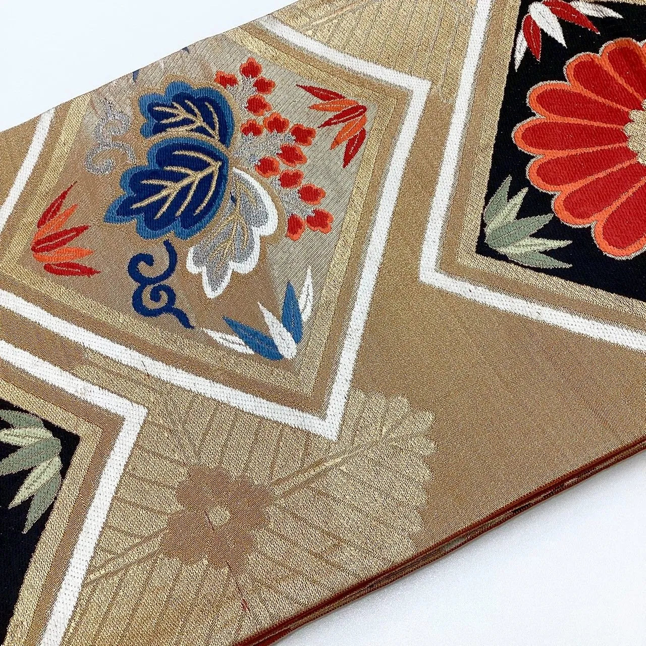 6203# Japanese Vintage Fukuro Obi Belt Kimono Fabric Silk Traditional