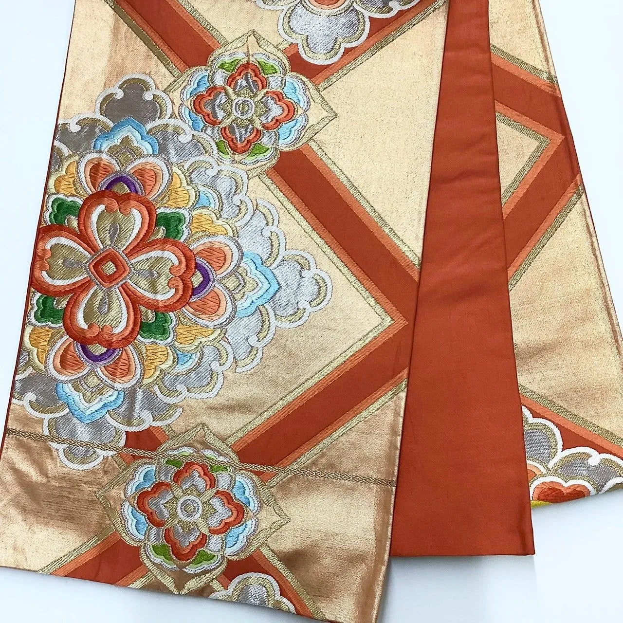 6204# Japanese Vintage Fukuro Obi Belt Kimono Fabric Silk Traditional