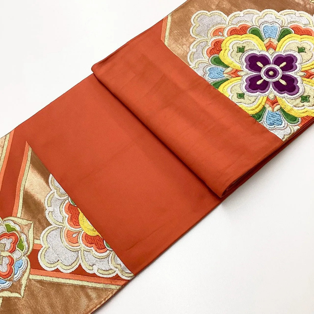 6204# Japanese Vintage Fukuro Obi Belt Kimono Fabric Silk Traditional