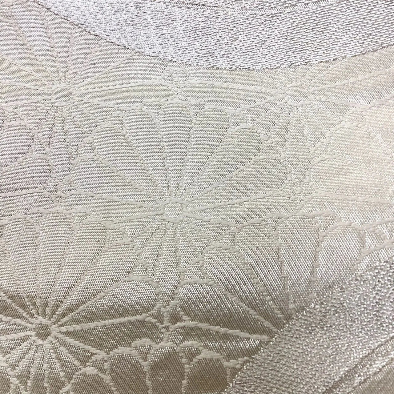 6206# Japanese Vintage Fukuro Obi Belt Kimono Fabric Silk Traditional Silver