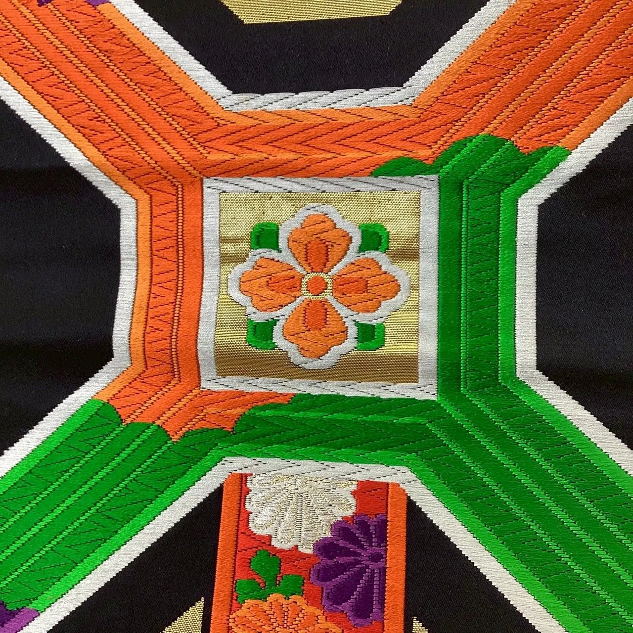 6210# Japanese Vintage Fukuro Obi Belt Kimono Fabric Silk Traditional Embroidery