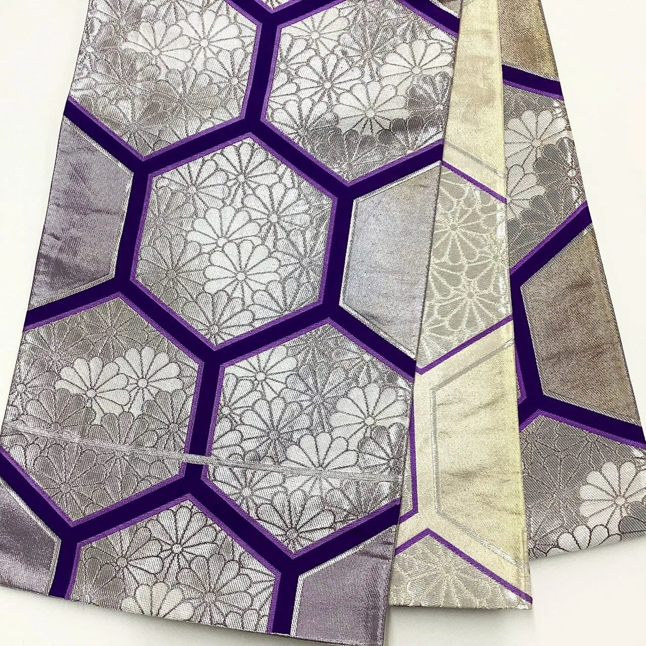 6212# Japanese Vintage Fukuro Obi Belt Kimono Fabric Silk All-over pattern　