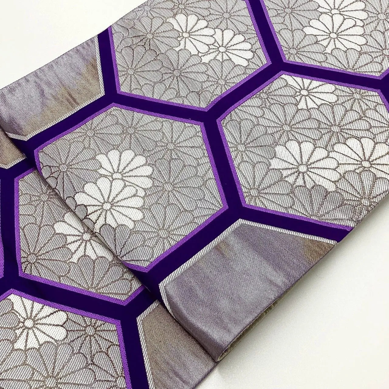 6212# Japanese Vintage Fukuro Obi Belt Kimono Fabric Silk All-over pattern　