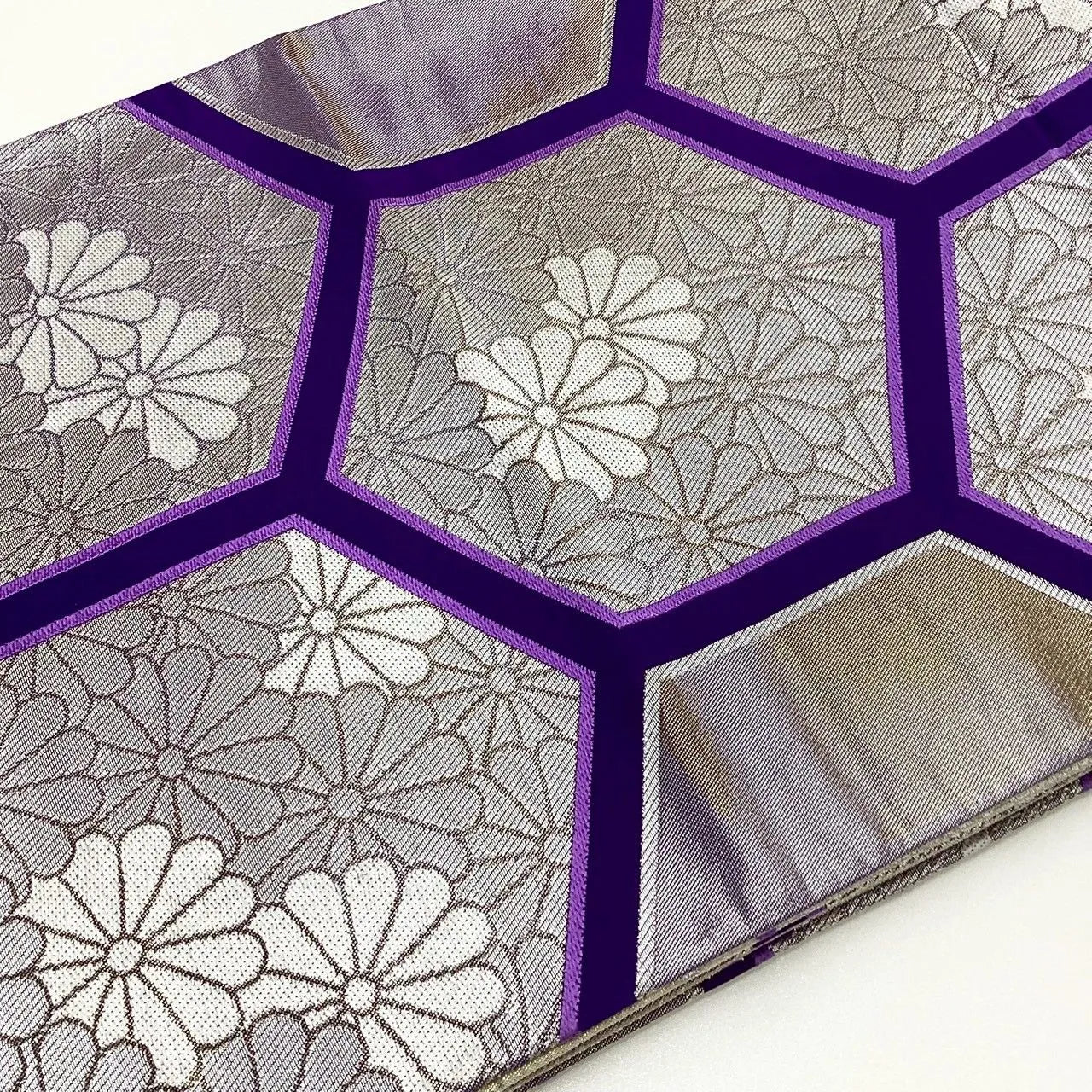 6212# Japanese Vintage Fukuro Obi Belt Kimono Fabric Silk All-over pattern　