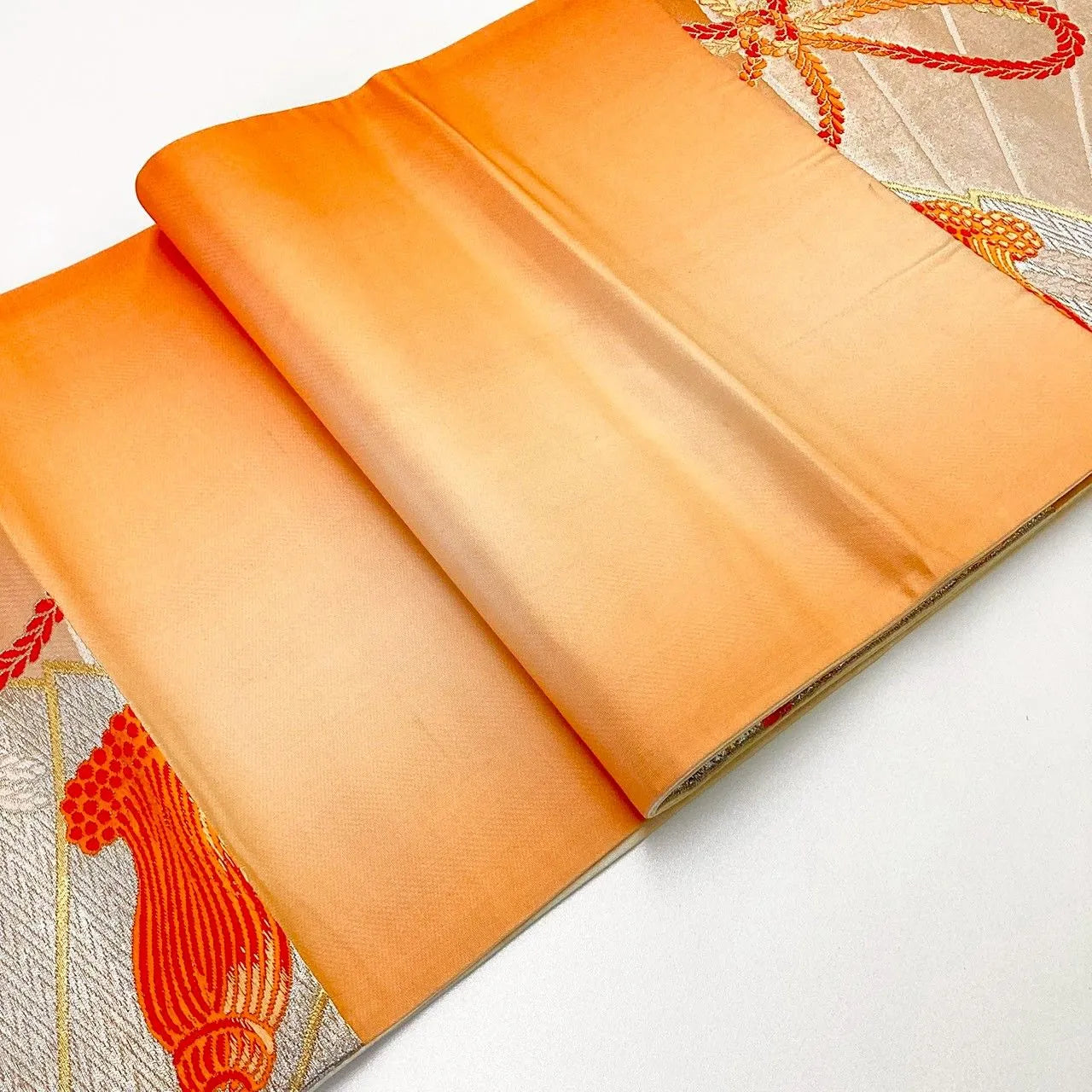 6216# Japanese Vintage Fukuro Obi Belt Kimono Fabric Silk Traditional Untailored