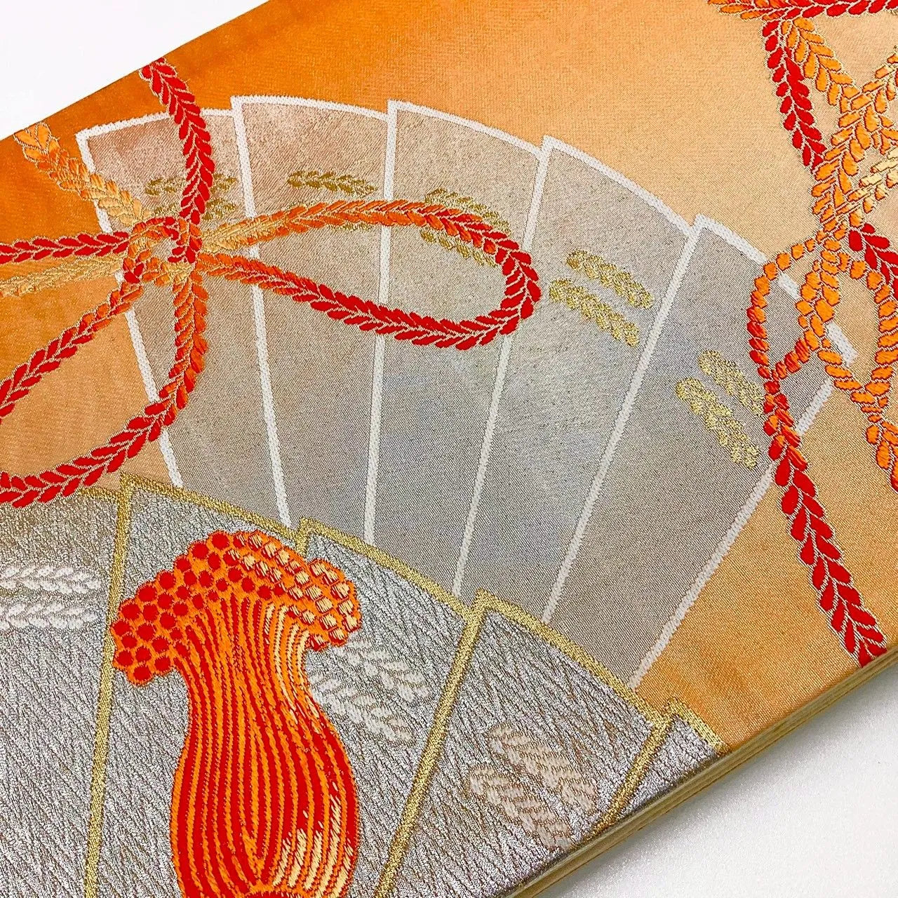 6216# Japanese Vintage Fukuro Obi Belt Kimono Fabric Silk Traditional Untailored