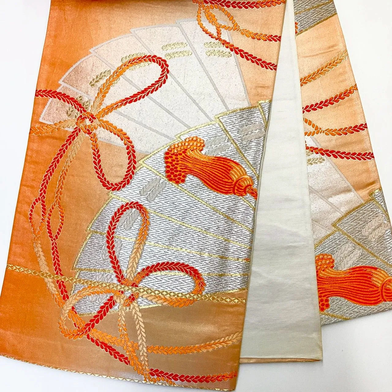 6216# Japanese Vintage Fukuro Obi Belt Kimono Fabric Silk Traditional Untailored