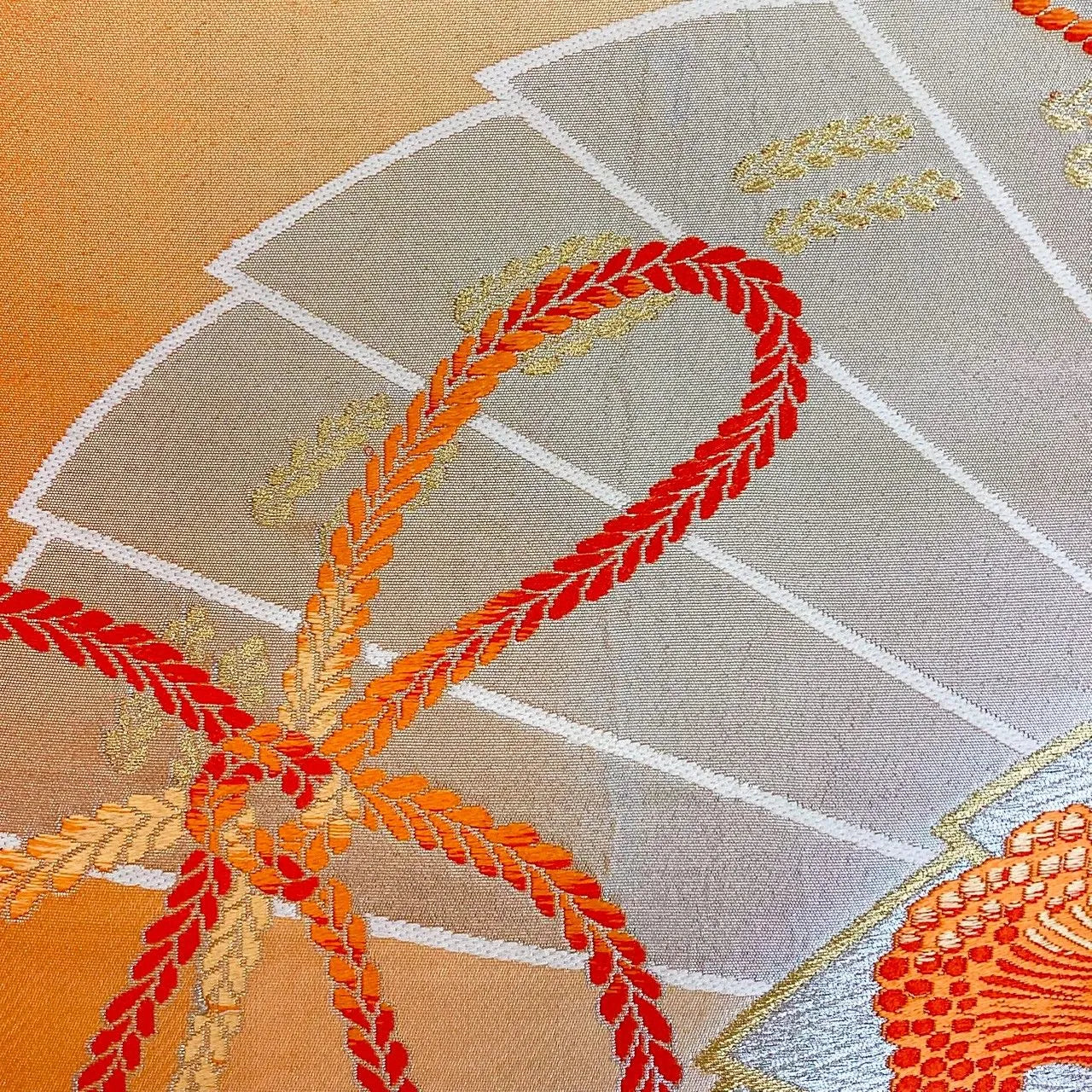 6216# Japanese Vintage Fukuro Obi Belt Kimono Fabric Silk Traditional Untailored