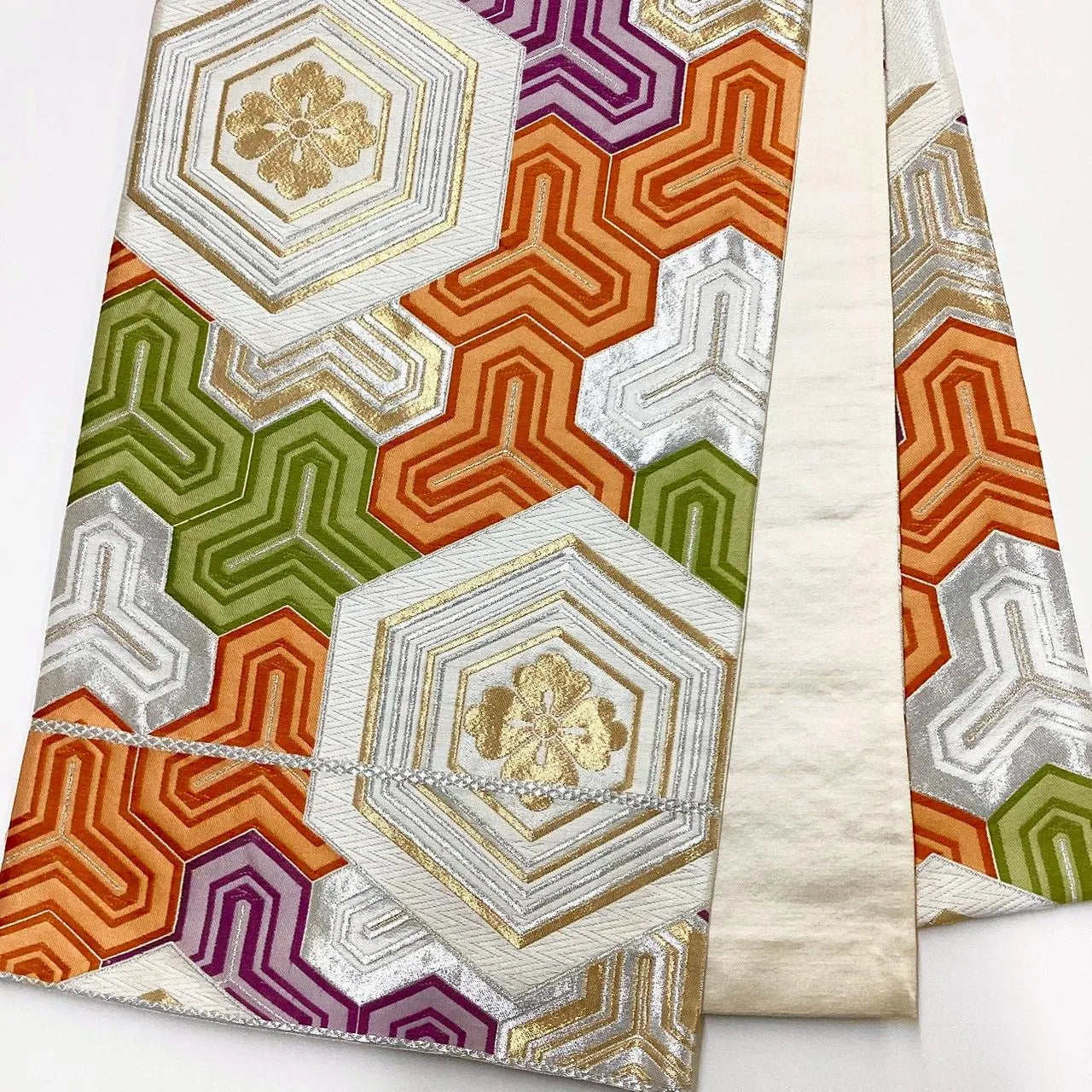 6217# Japanese Vintage Fukuro Obi Belt Kimono Fabric Silk Traditional Embroidery