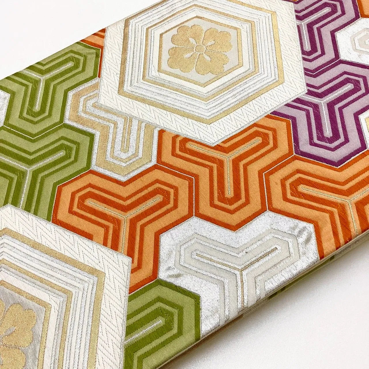 6217# Japanese Vintage Fukuro Obi Belt Kimono Fabric Silk Traditional Embroidery