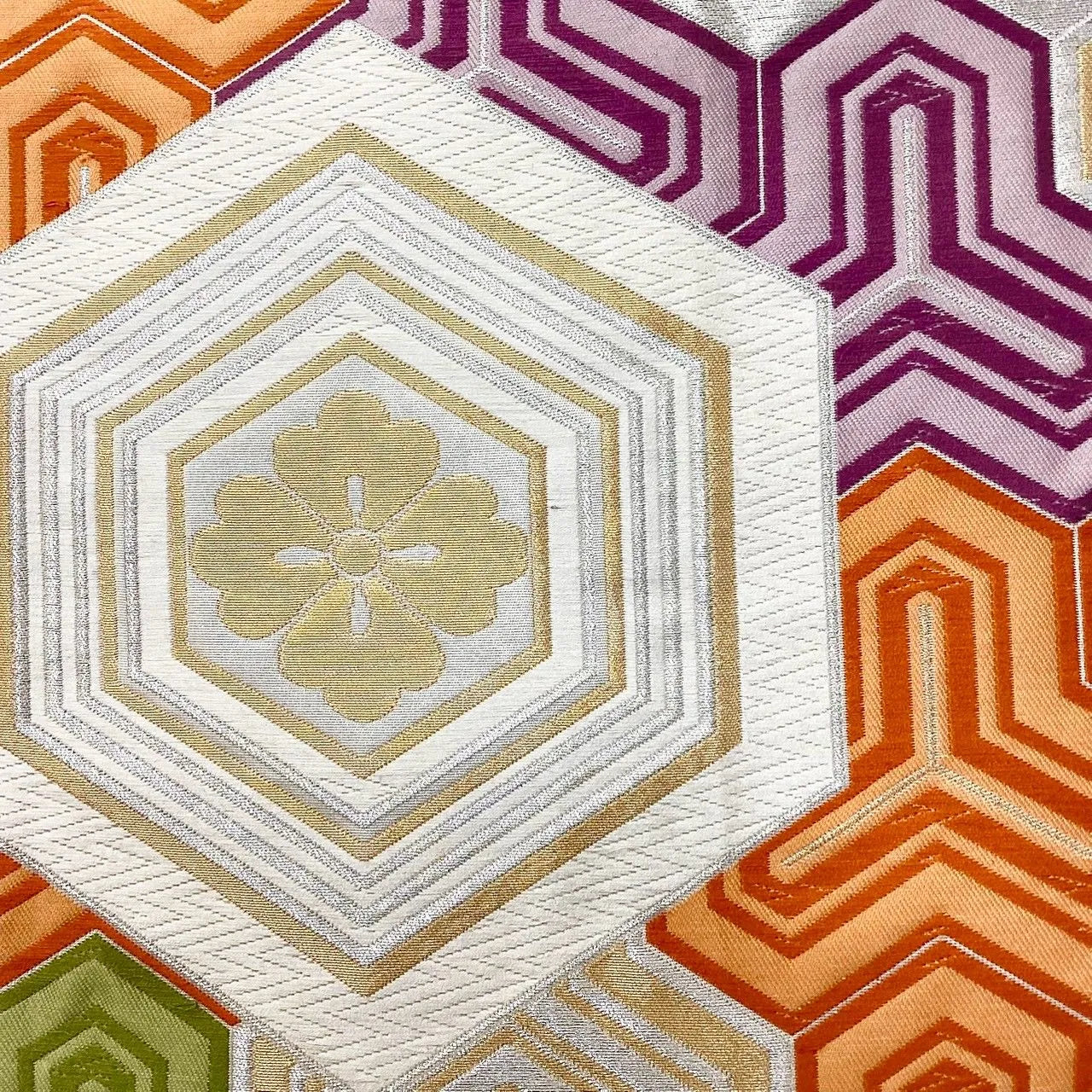 6217# Japanese Vintage Fukuro Obi Belt Kimono Fabric Silk Traditional Embroidery