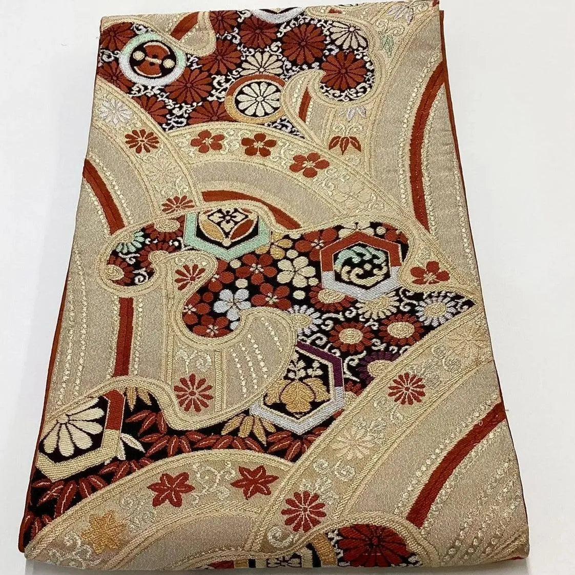 6200# Japanese Vintage Fukuro Obi Belt Kimono Fabric Silk Traditional Untailored