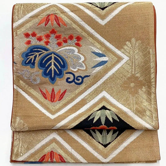 6203# Japanese Vintage Fukuro Obi Belt Kimono Fabric Silk Traditional