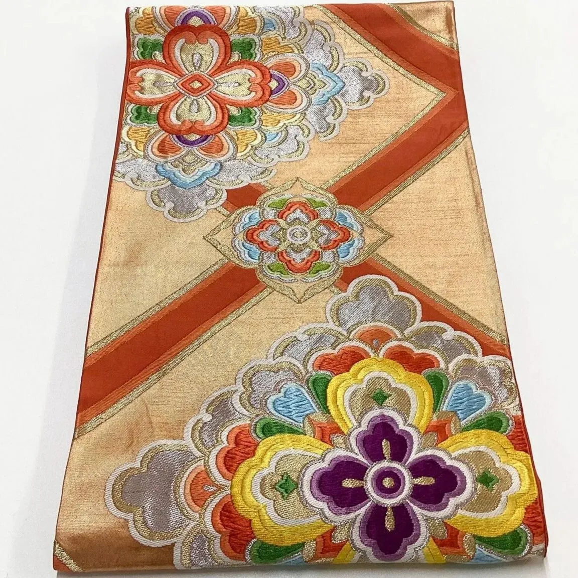 6204# Japanese Vintage Fukuro Obi Belt Kimono Fabric Silk Traditional