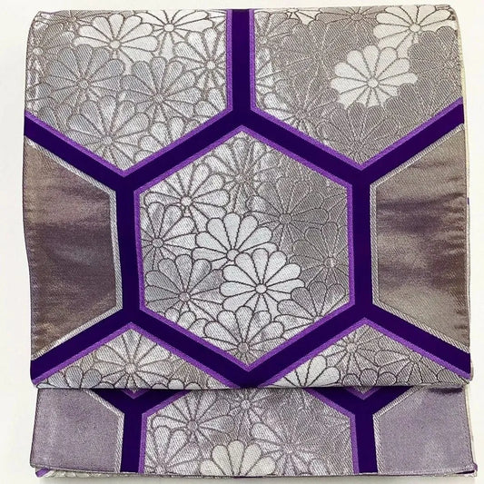 6212# Japanese Vintage Fukuro Obi Belt Kimono Fabric Silk All-over pattern　