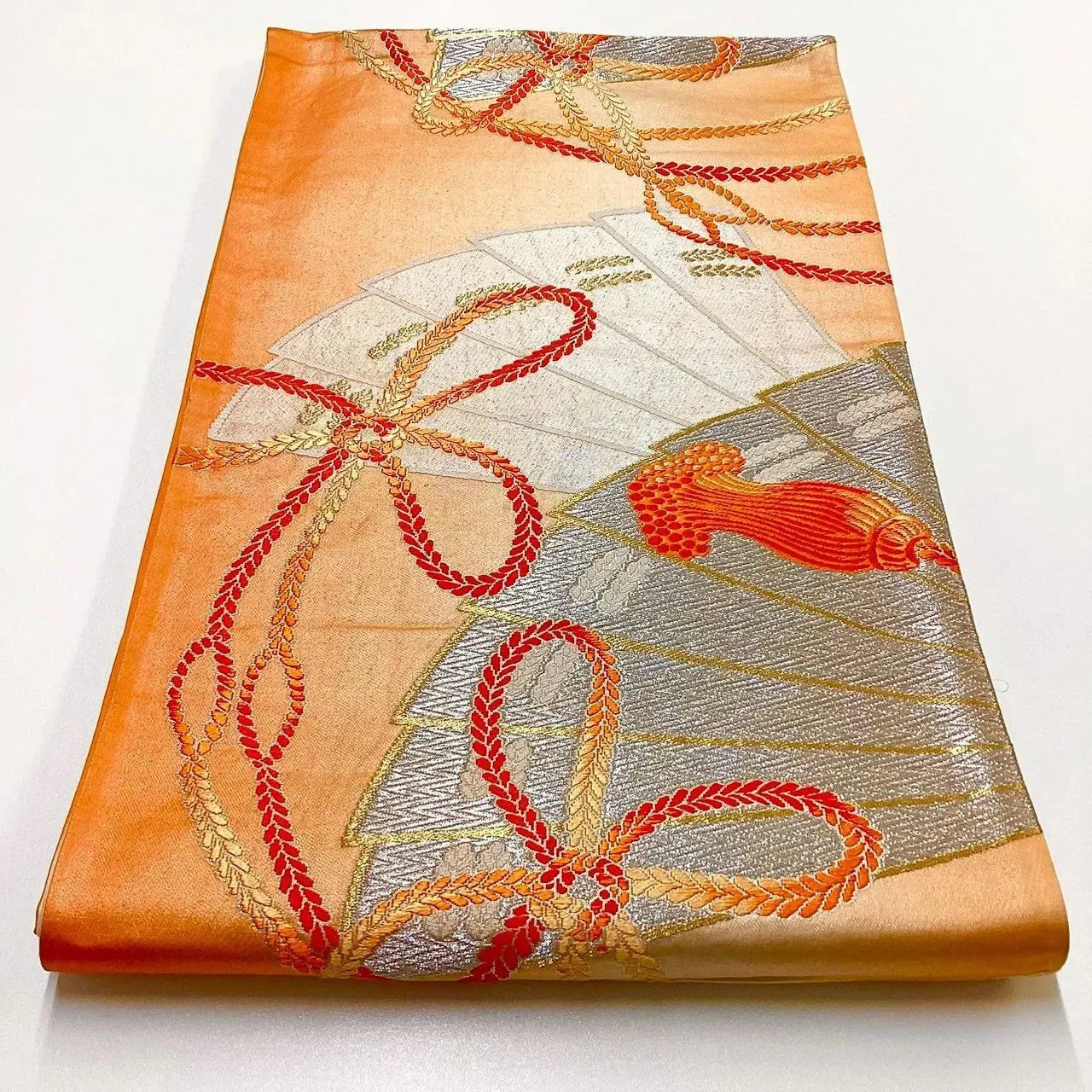 6216# Japanese Vintage Fukuro Obi Belt Kimono Fabric Silk Traditional Untailored