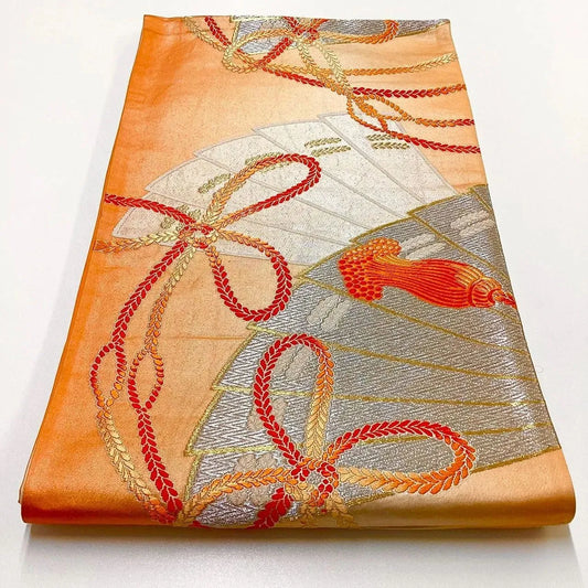 6216# Japanese Vintage Fukuro Obi Belt Kimono Fabric Silk Traditional Untailored