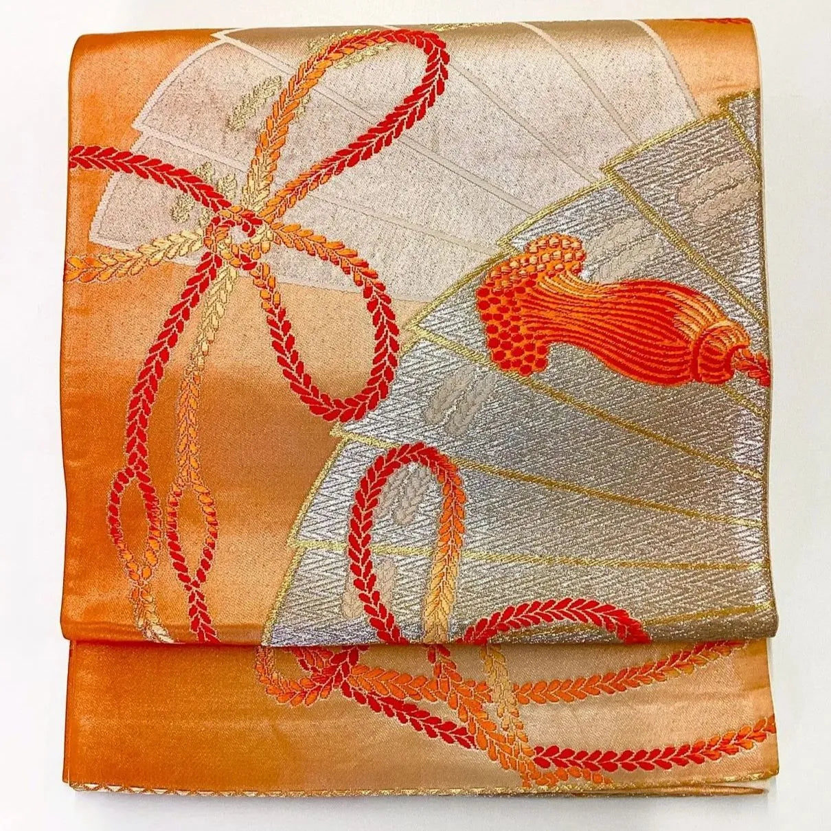 6216# Japanese Vintage Fukuro Obi Belt Kimono Fabric Silk Traditional Untailored