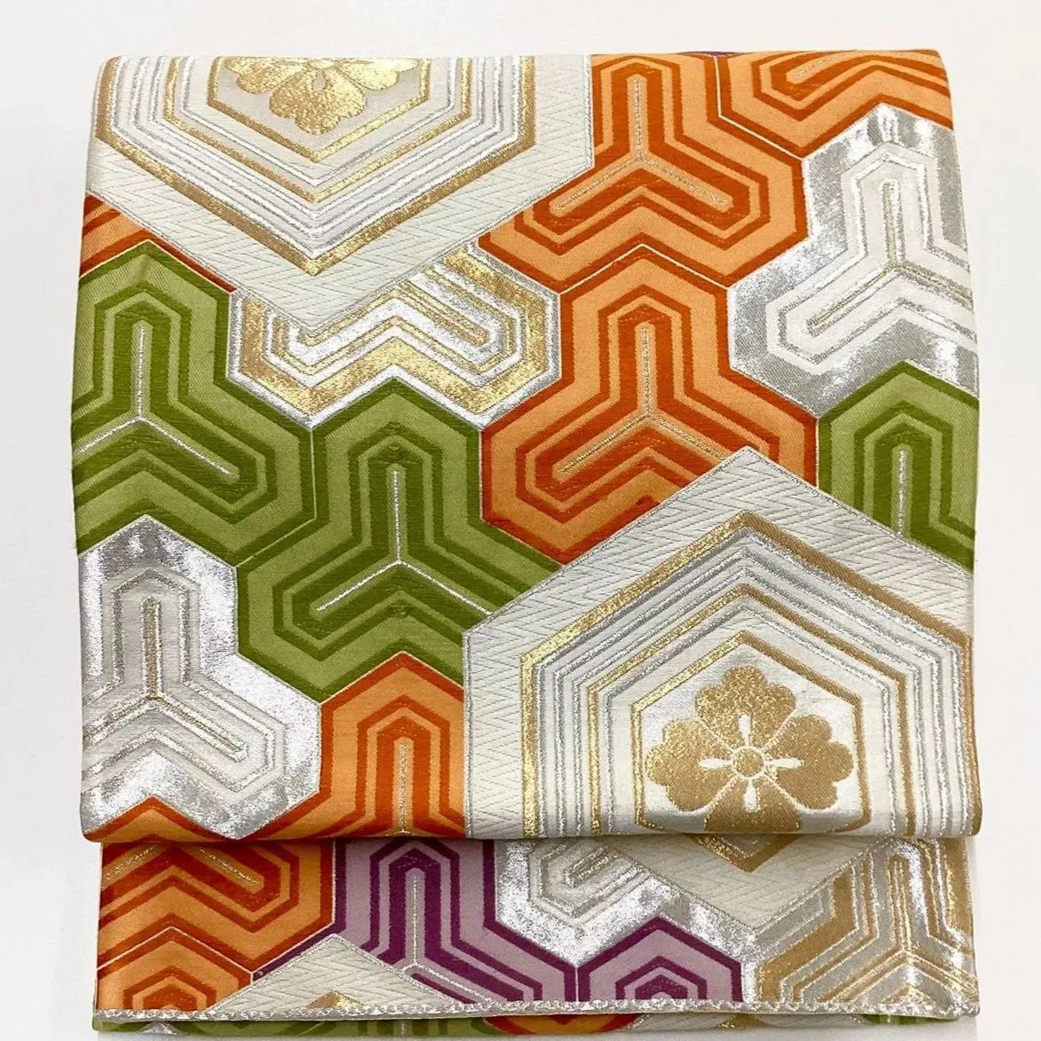 6217# Japanese Vintage Fukuro Obi Belt Kimono Fabric Silk Traditional Embroidery