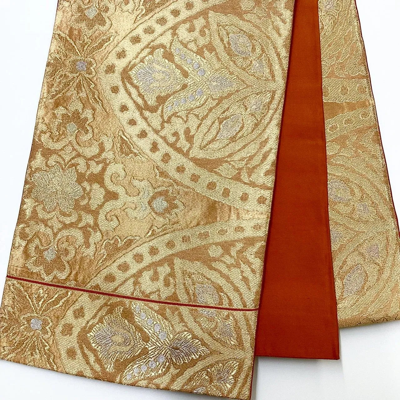 6224# Japanese Vintage Fukuro Obi Belt Kimono Fabric Silk Traditional